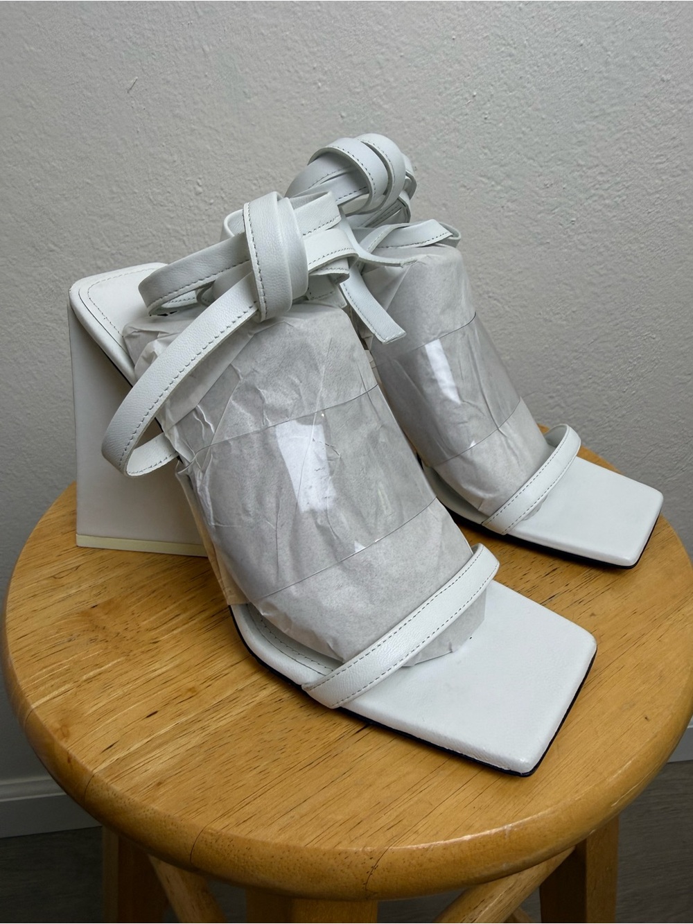 The Attico Isa Vinyl Leather Wrap Sandal White Sculptural Heel EU 38 - Picture 5 of 11